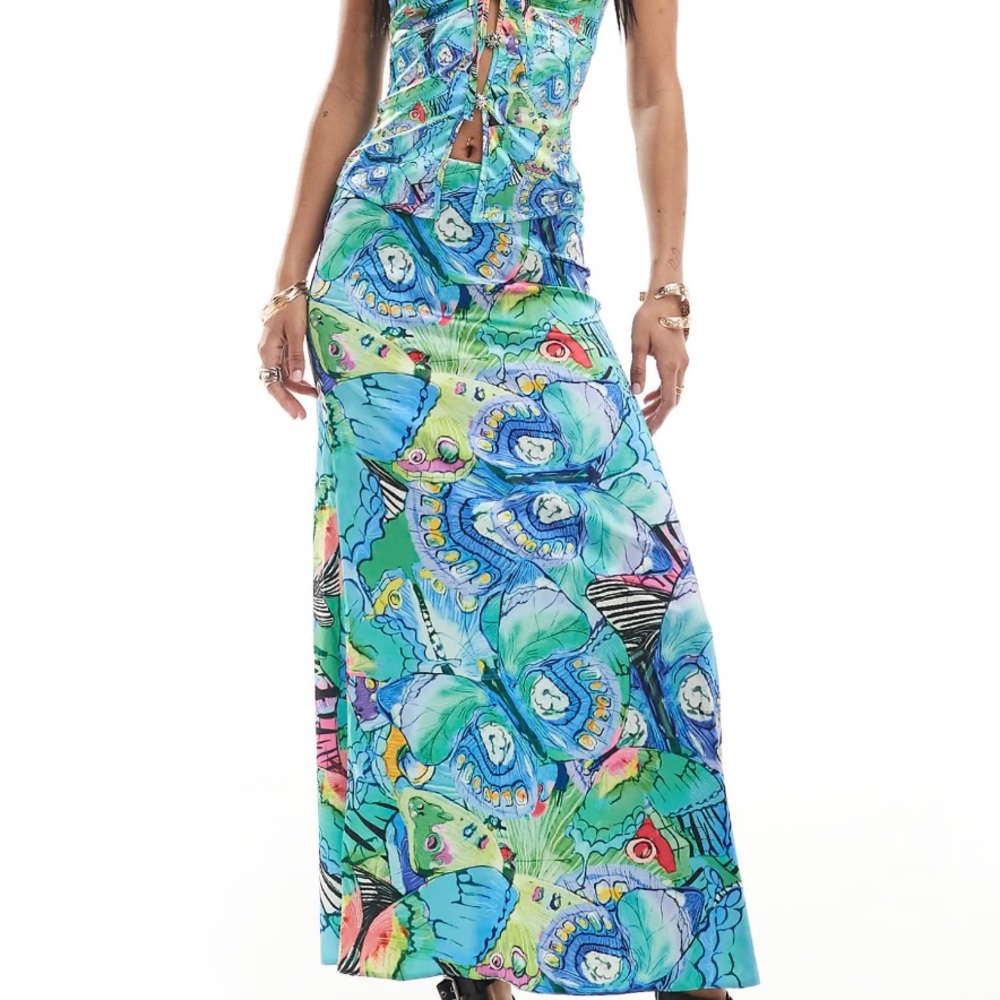 Easy Tiger dazed print maxi skirt in multi co-ord